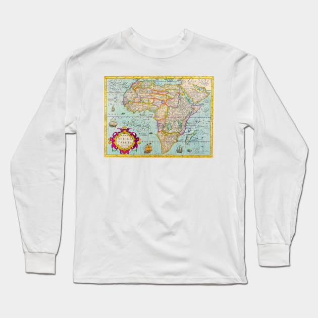 Jodoco Hondio - African Map 1610 -   Ancient Worlds Long Sleeve T-Shirt by Culturio